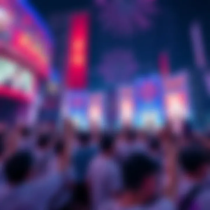 Celebration scene with fans cheering for the launch of Maomao 1/7, featuring banners and digital displays showcasing the new release.