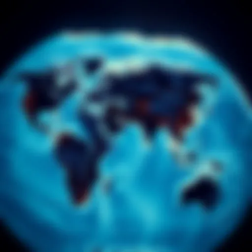 A visual representation showing the different sizes of the alleged Dark Continent on various maps, highlighting uncolonized areas.