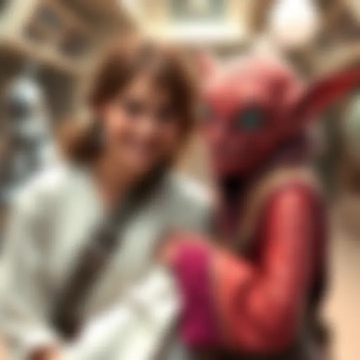 Mari and Jar Jar Binks share a playful moment in a whimsical setting, showcasing their unexpected romance with smiles and laughter.