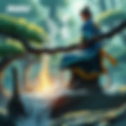 Maru controlling water and trees Maru using his technique to manipulate water and trees in a combat setting