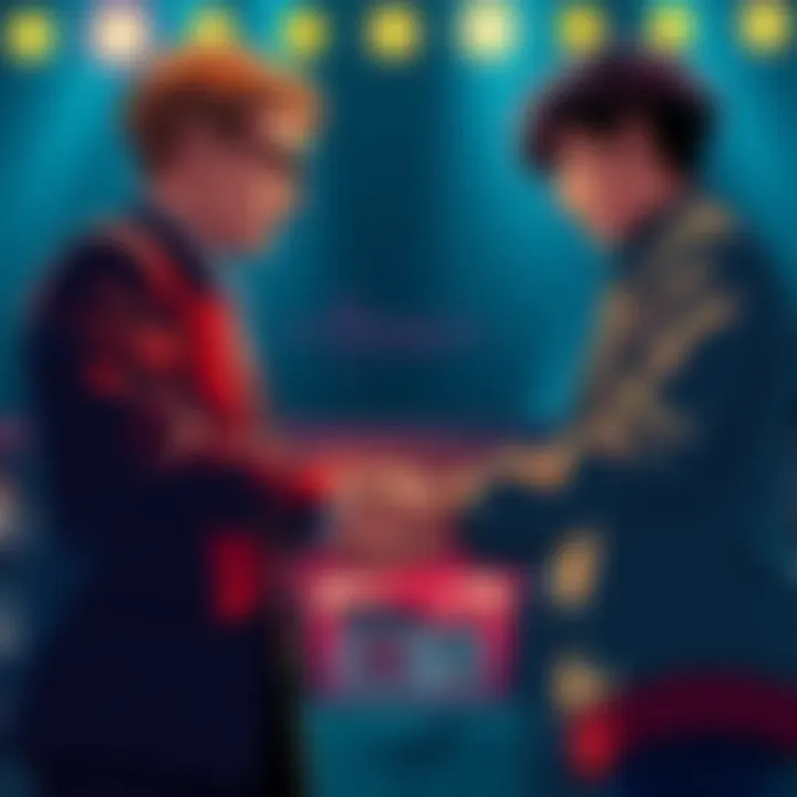 Mashiba and Ippo shake hands in a moment of acceptance, symbolizing a turning point in their relationship.