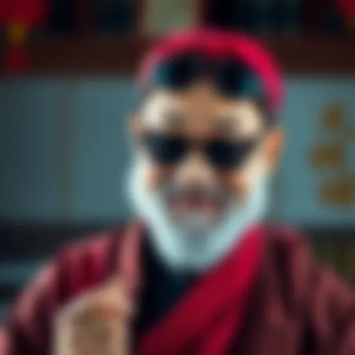 Master Roshi wearing sunglasses and a red turtle shell, smiling while giving advice about hard work and studying.
