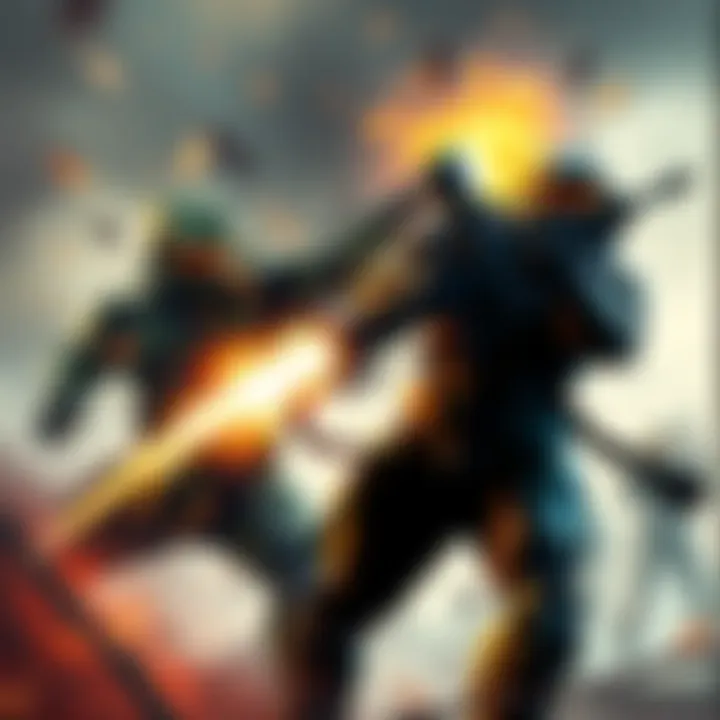 Master Chief and Winter Soldier Battle Master Chief and Winter Soldier engage in an intense fight with weapons drawn in a dynamic setting