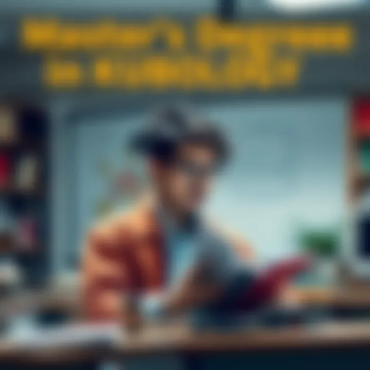 A graduate student studying Kubology in a classroom setting, surrounded by books and technology, illustrating the educational journey in this field.