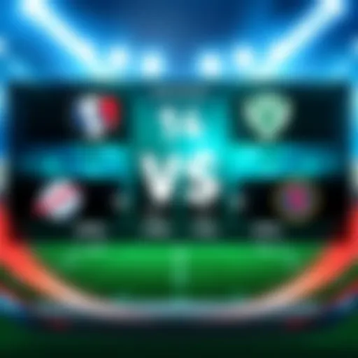 A graphic featuring team logos and player stats for an upcoming sports matchup
