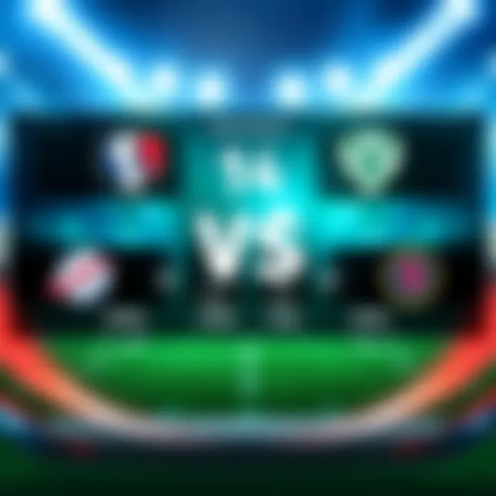 A graphic featuring team logos and player stats for an upcoming sports matchup
