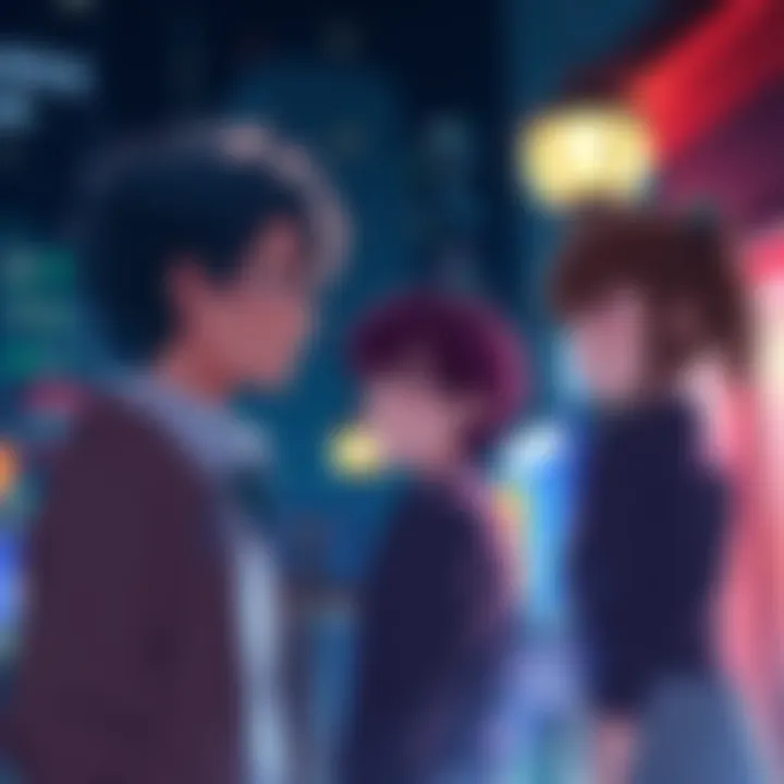 Matsuoka observing Taiki and Chinatsu Matsuoka watches Taiki and Chinatsu interact, showing curiosity about their relationship.