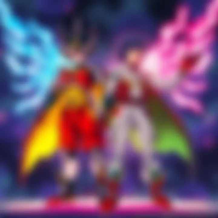 Mechamaru and Maki standing together, each displaying the other's powers, with Mechamaru showing enhanced physical skills and Maki using advanced techniques.