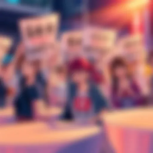 A group of enthusiastic fans holding signs in support of Megumi, showcasing their dedication and excitement for the upcoming episode.