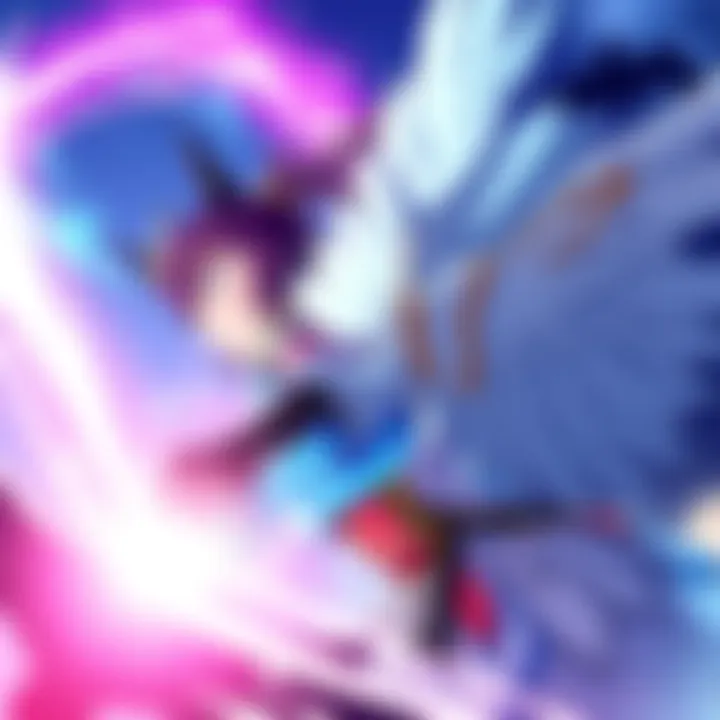 Megumi stands ready to hit the Hanaussy while Angel watches closely, anticipating a possible commentary.