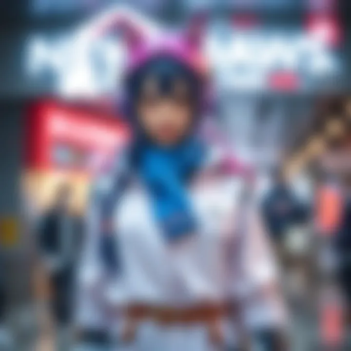 A person dressed as Mei showcasing a blend of character costume and personal style, highlighting bold fashion choices.