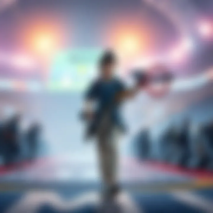 Mei leaves the arena with a net gun in hand, showcasing her determination and strategy during the Sports Festival.