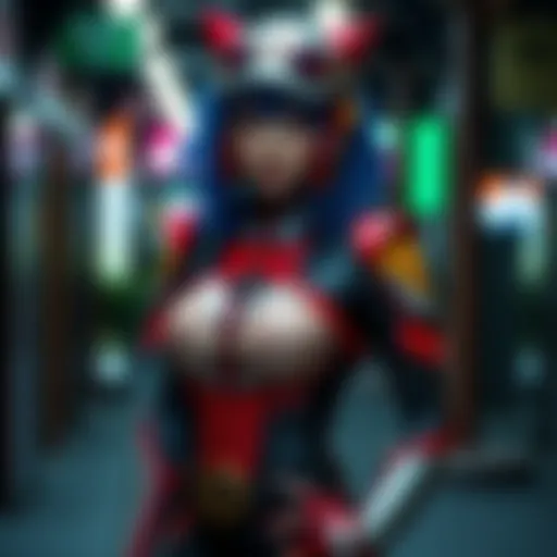 Melamoricosplay showcases a detailed cosplay of Motoko, featuring intricate costume design and vibrant colors.