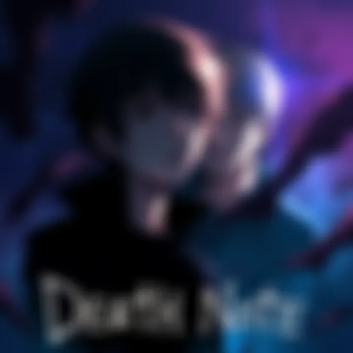 Mello standing with a serious expression, with shadows highlighting his features, surrounded by dark, moody colors that reflect the tension in the Death Note anime. Matt appears in the background with a concerned look, hinting at his role in the story.
