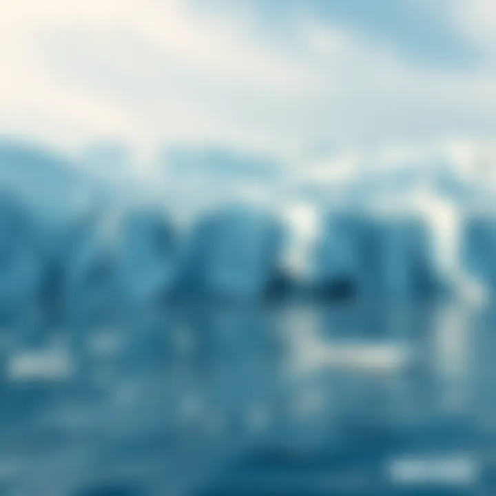 Melting glaciers A large glacier melting into a body of water, showing cracks and fragments breaking off