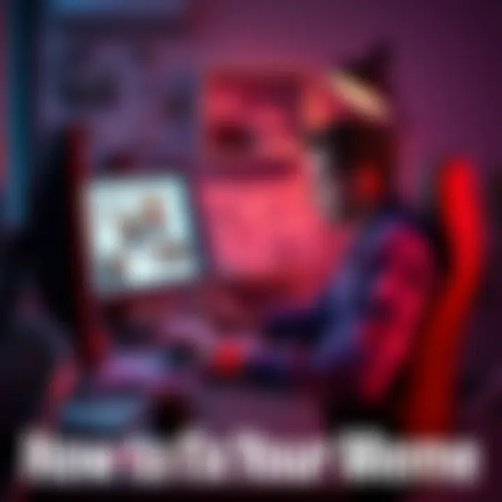 A person sitting at a desk with a computer, analyzing meme designs and making notes, looking focused on improvements.