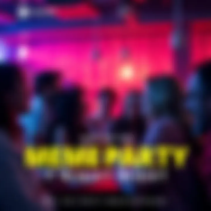 People laughing and sharing memes at a lively party