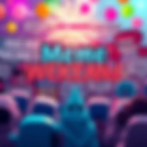 A colorful graphic depicting various memes with text bubbles celebrating Meme Weekend, featuring fun images and playful designs.