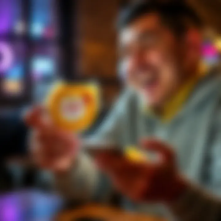 A person holding Babybel cheese while showing memes on a phone, laughing and enjoying the fun of meme sharing