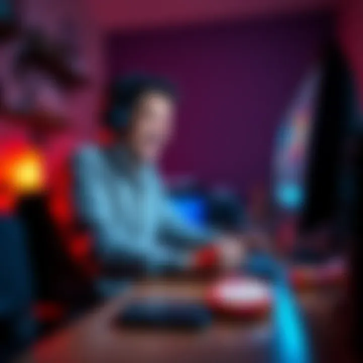 A person sitting at a desk, laughing while creating memes on their computer, with Babybel cheese visible on the table.