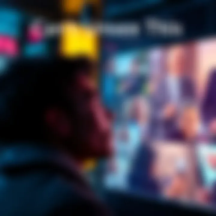 A person looking at a memorable event A person gazing thoughtfully at a screen displaying impactful moments from modern life