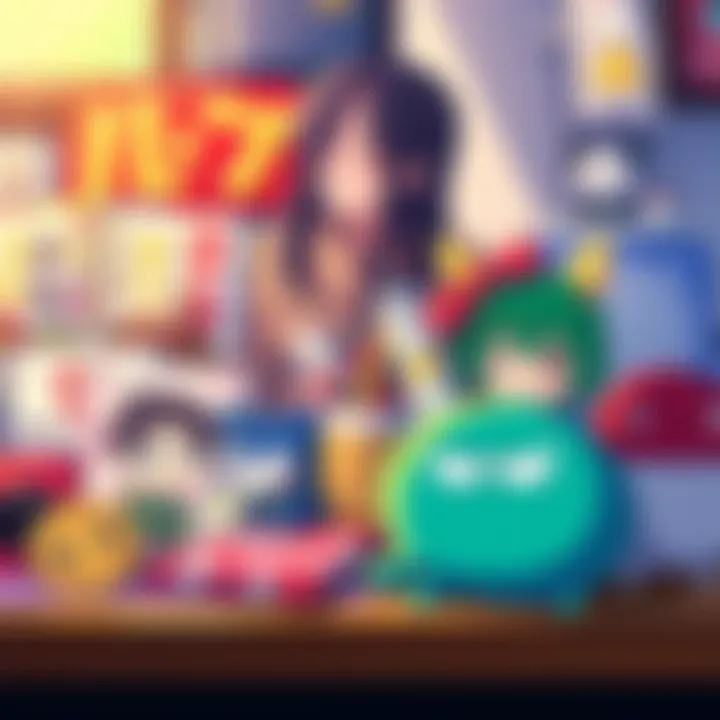 A collection of merchandise featuring characters from Yotsuba, Song of Saya, and Goodnight Punpun displayed on a table
