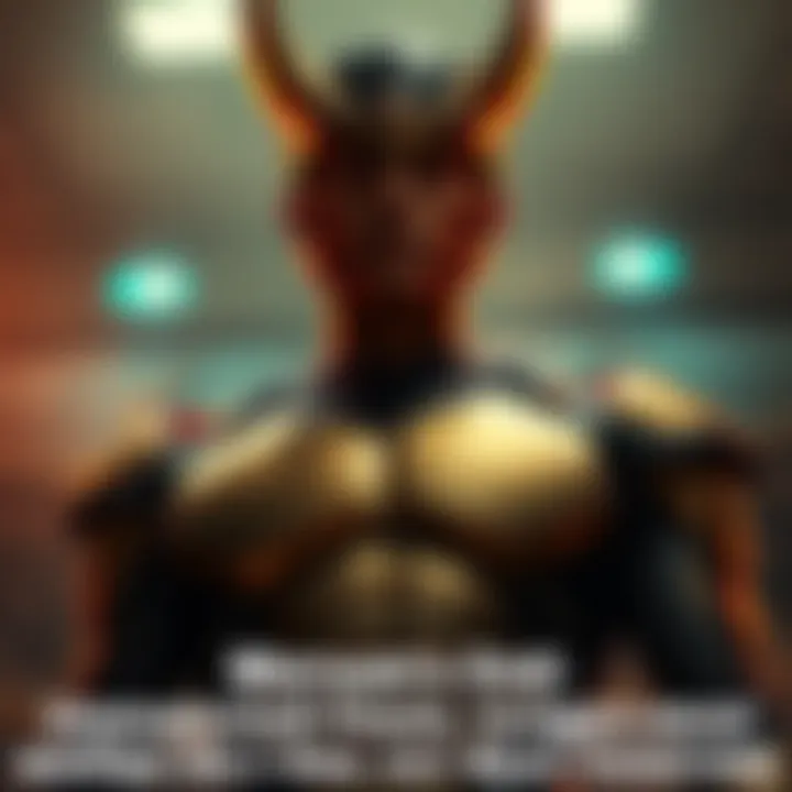 Meruem stands with a serious expression, showcasing his new upgrades, in a dramatic scene that hints at a fight.