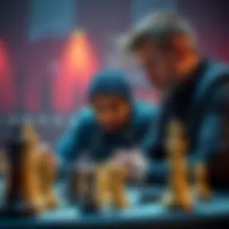 Meruem vs Magnus Carlsen Meruem in a chess setting planning his moves against Magnus Carlsen during a match.