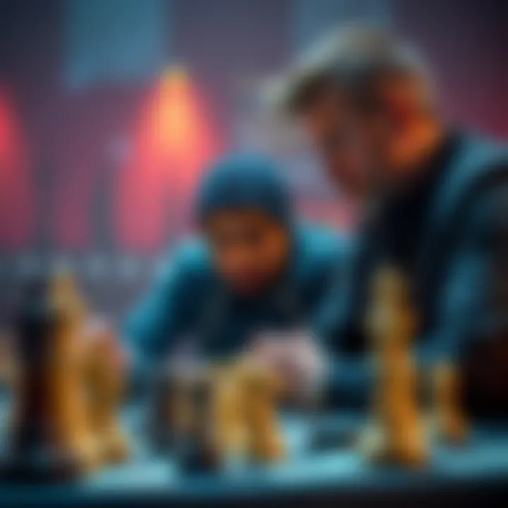 Meruem vs Magnus Carlsen Meruem in a chess setting planning his moves against Magnus Carlsen during a match.