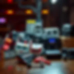 A table with various Metroplex Transformer accessories left behind after a sale
