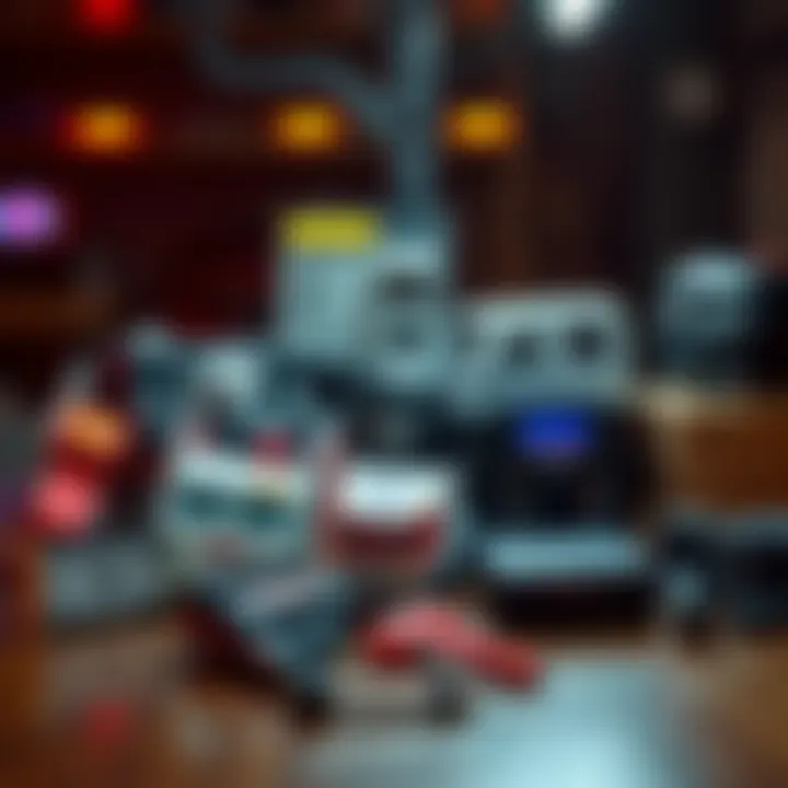 A table with various Metroplex Transformer accessories left behind after a sale