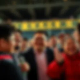 Mezo Shoji sharing a funny moment with fans, everyone around him is laughing and enjoying the moment.