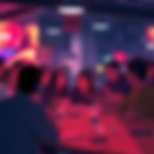 A group of fans discussing various opinions about MHA characters and storylines at a gathering.