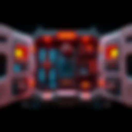 Detailed look at the structure and features of the middle panel and IMU showing their design elements