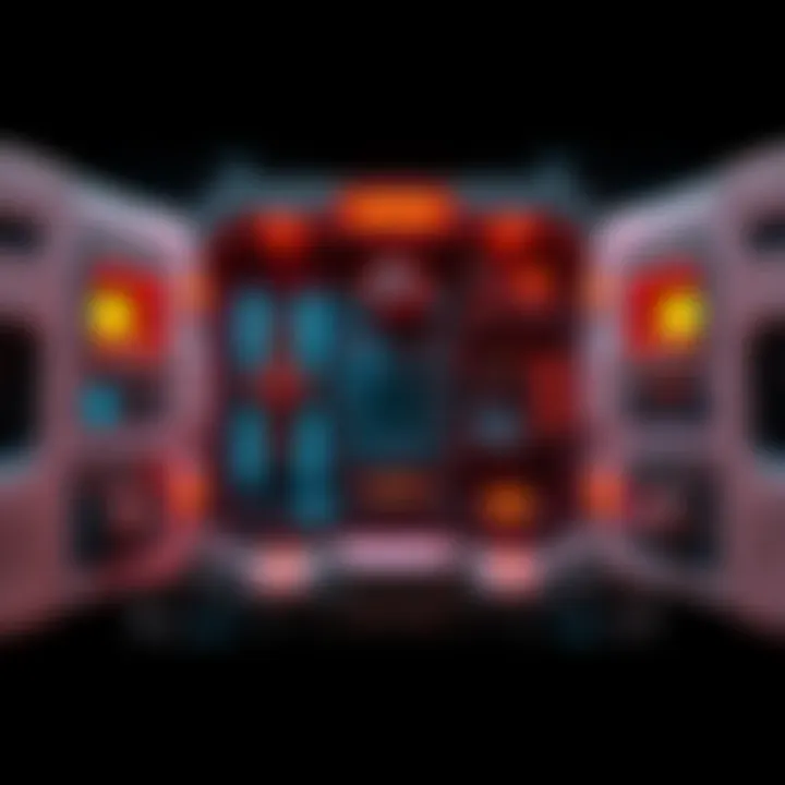 Detailed look at the structure and features of the middle panel and IMU showing their design elements