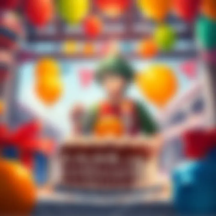 A vibrant celebration of Midorima Shintaro's birthday, featuring decorations, balloons, and a basketball themed cake.
