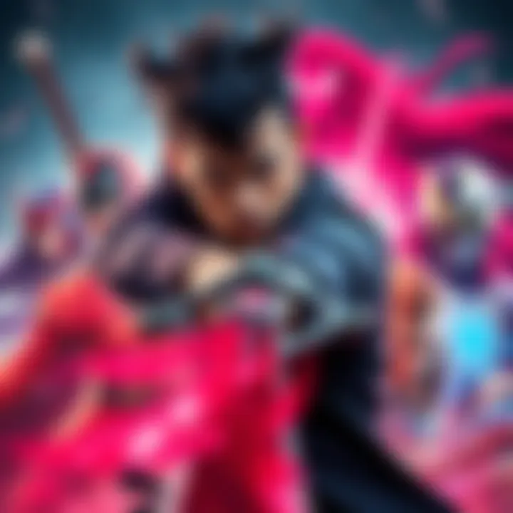 Mihawk poses with his sword, looking determined while facing powerful characters in the background to highlight his status as the weakest top-tier character.