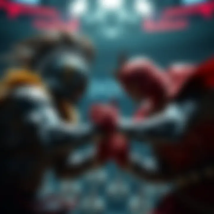 Mihawk and Doffy are locked in a fierce duel, showcasing their combat skills and determination as they represent rival factions.