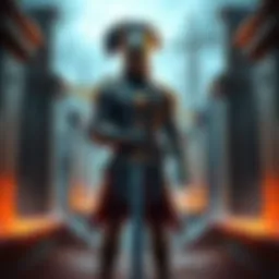 Mihawk facing the Rooftop Gauntlet Mihawk standing determined at the start of the Rooftop Gauntlet, ready to take on the challenge with a sword in hand.