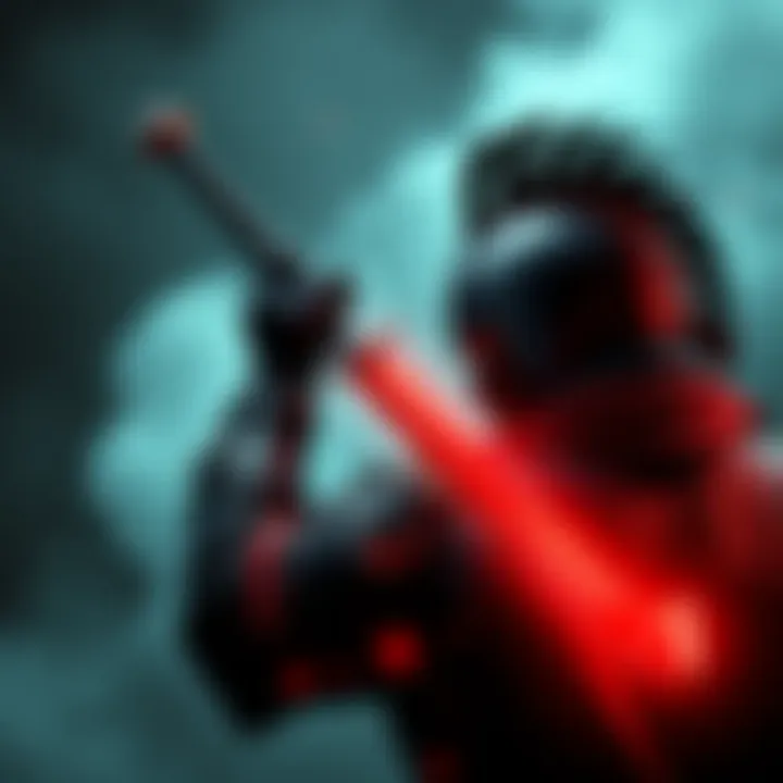 Mihawk raises his sword, aiming at the Red Line, ready to perform a legendary slice.