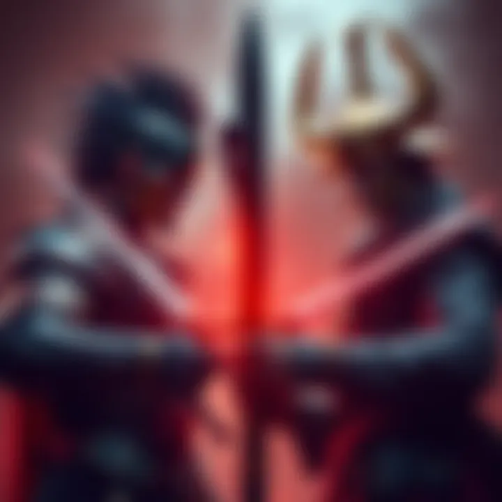 Mihawk prepares for battle, facing Kaido and Loki in an intense confrontation, with swords drawn and fierce expressions.