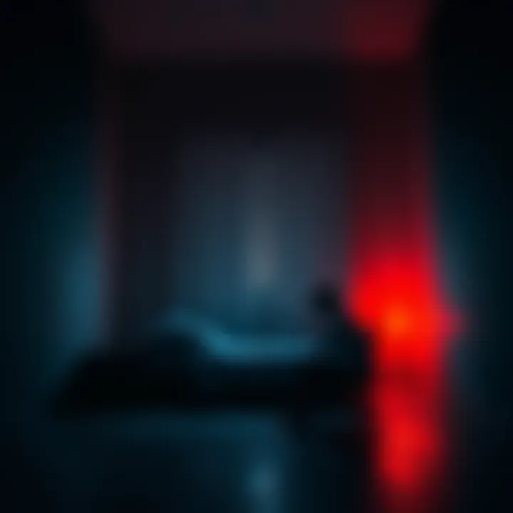A somber scene showing Mikami in a dark room, contemplating his choices before his tragic decision, reflecting sadness and realization about Light's humanity.