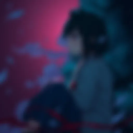 Mikoto-chan sits alone, looking pensive with tears in her eyes, surrounded by dark colors representing her struggles with acceptance.