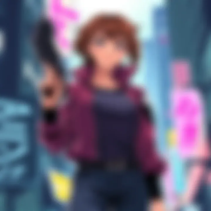 Milly Thompson stands confidently holding a weapon, showcasing her vibrant personality in the Trigun universe.