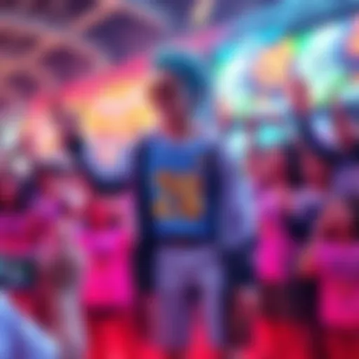 Minase Rio showcasing his new outfit for 2026, surrounded by excited fans celebrating the final merchandise launch.