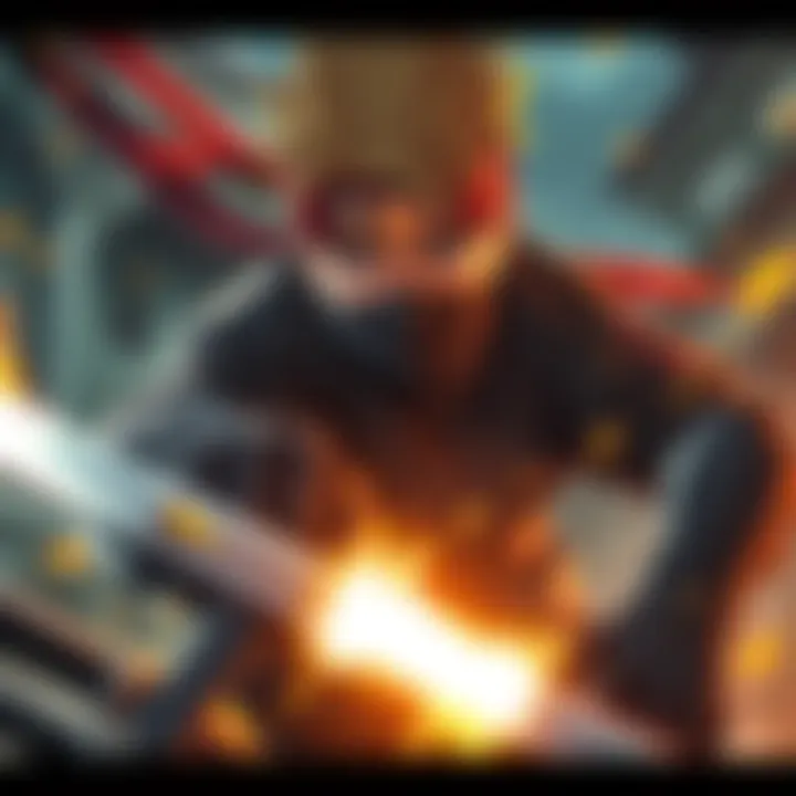 Minato wearing a ninja headband, engaged in a fierce battle scene with enemies, showcasing his skills and determination.