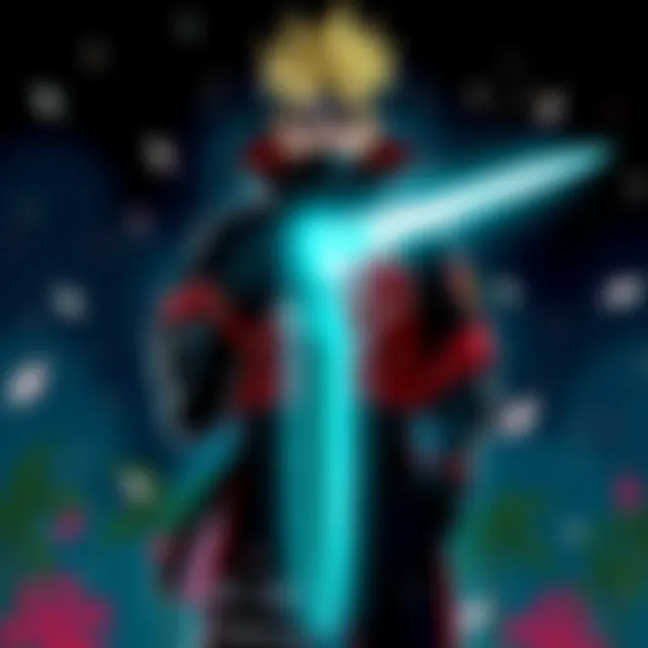 Minato holding Kunai Minato, a ninja, stands confidently with his Kunai, surrounded by a glowing teleportation effect, symbolizing his ability to relocate instantly.