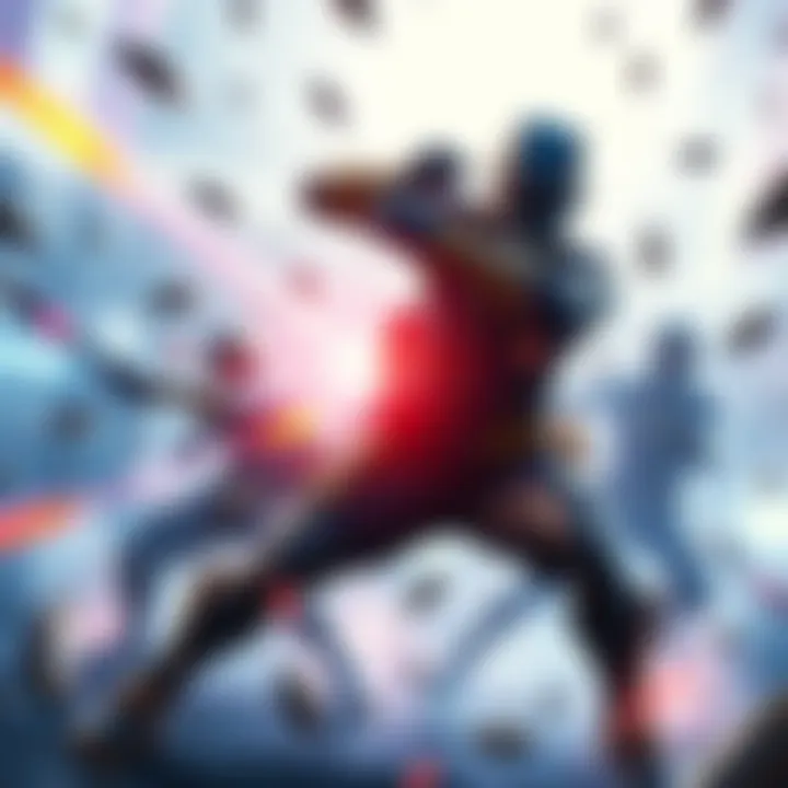 A skilled Minato player executing impressive moves during an intense gameplay moment, engaging with opponents in a vibrant battle scene.