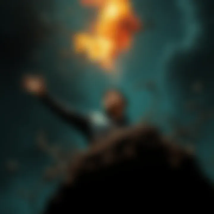 A person standing confidently, breaking free from tangled thoughts and confusion