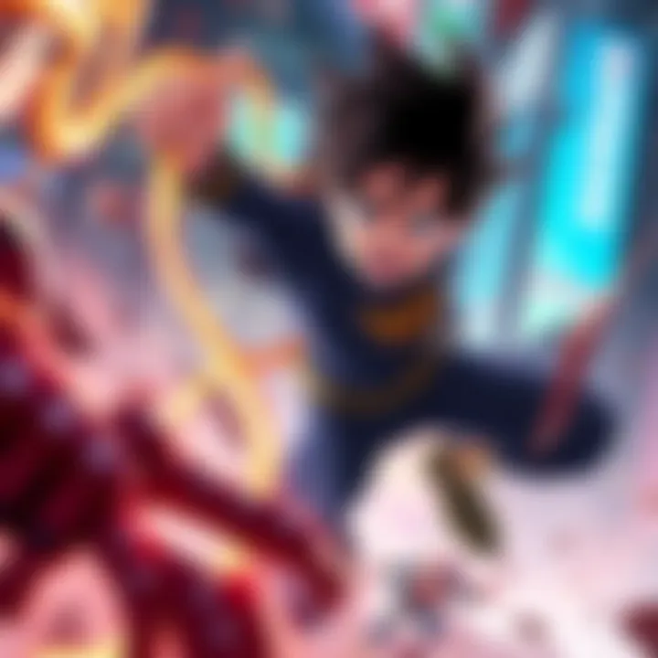 Mineta using his sticky quirk to trap enemies in a battle scene, showcasing his surprising hero skills